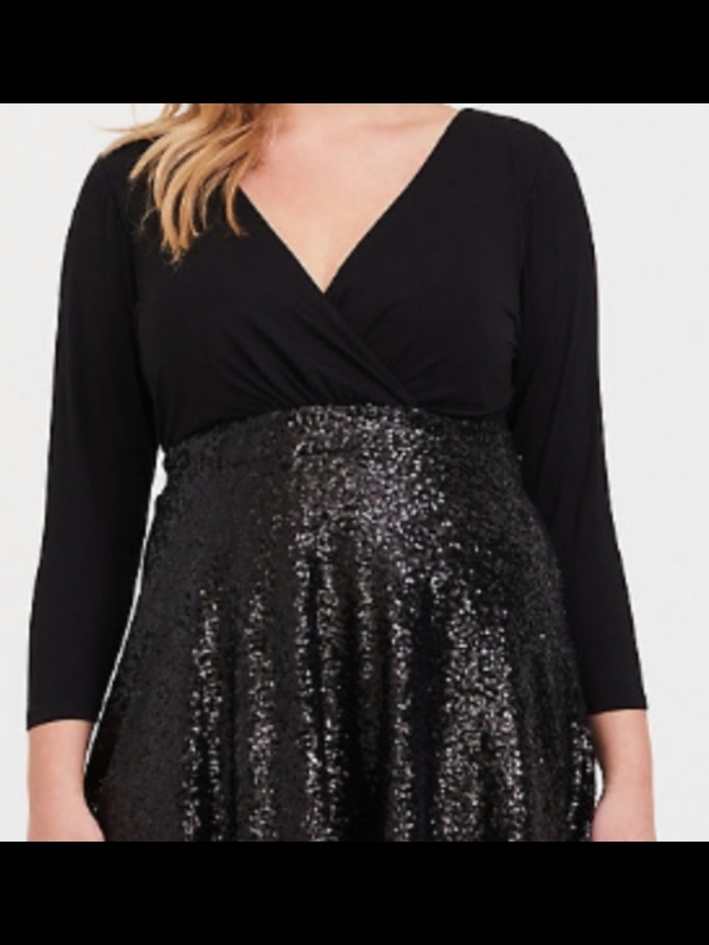 torrid Black Long Sleeve Sequin Skater Dress